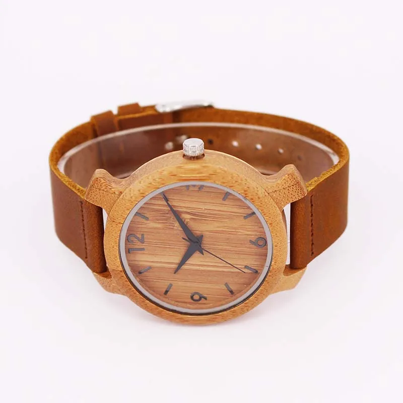 brown digital bamboo wood leather men watches(11)