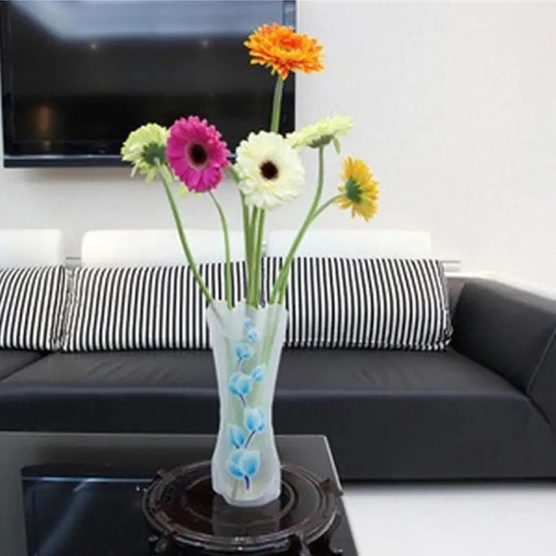Портативная Экологичная Милая Складная ваза для цветов, украшение для свадьбы, офиса, дома, украшение дома, пластиковая ваза для цветов