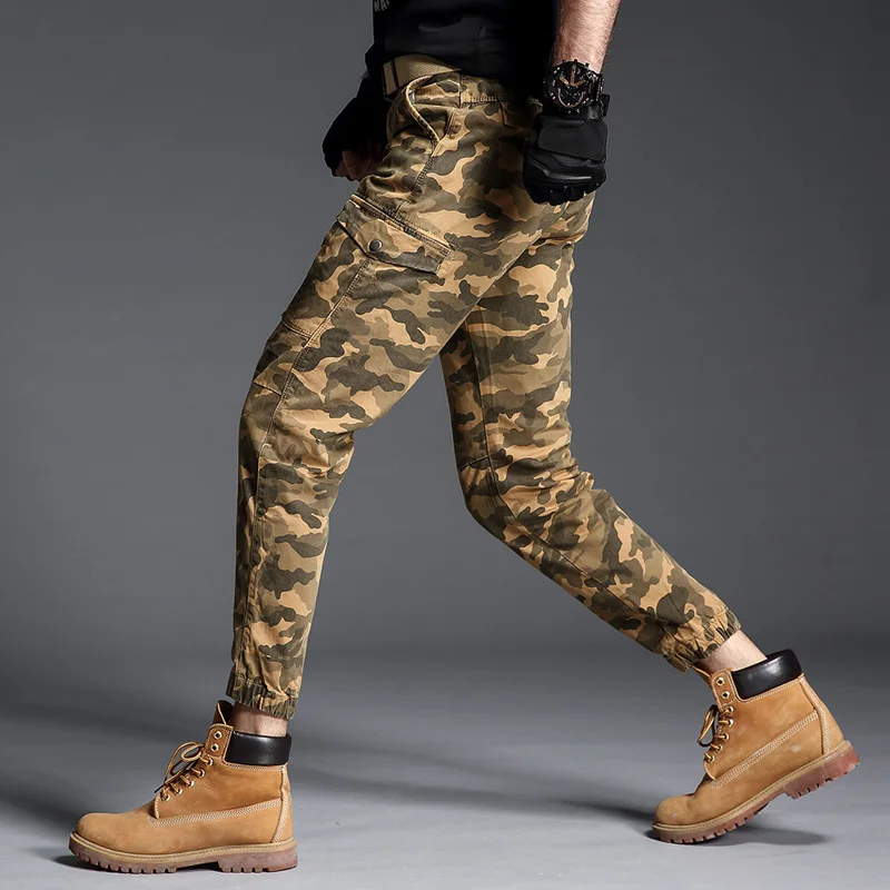 Men Cargo Pants Khaki Big Pocket Decoration Mens Casual Trousers Male Spring Fashions Army Tactical Camouflage Pants Overalls