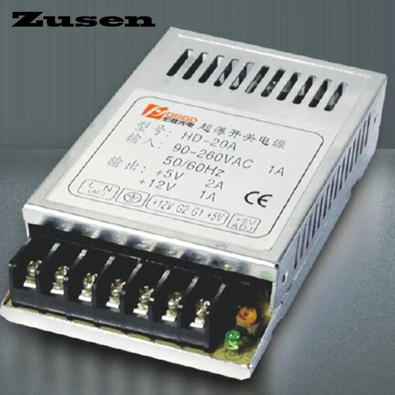 

Zusen D20W-C Double Switch Power supply output 20w 90~260VAC to 12~24VDC