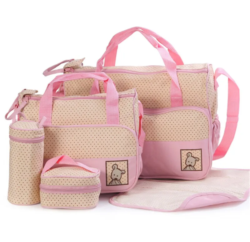 Новые высококачественные 5 каждый/набор ручных сумок подгузник прочный мешок сумка для мамы Детские/Детские сумки для мамы 5 цветов - Цвет: pink