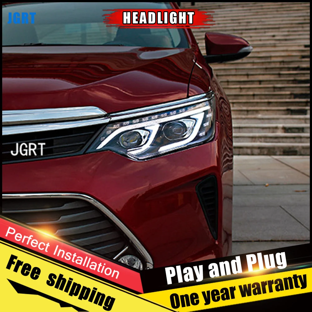 Автомобильный Стиль светодиодный фары для Toyota Camry 2014 2015 налобный фонарь DRL