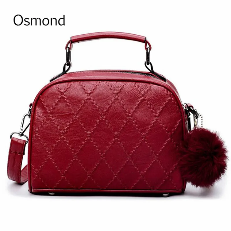 Osmond الفراء الكرة يد أعلى-مقبض قذيفة حقيبة صغيرة شعرية جلدية Crossbody أكياس للسيدات اليد الشتاء الأزياء الكتف أكياس