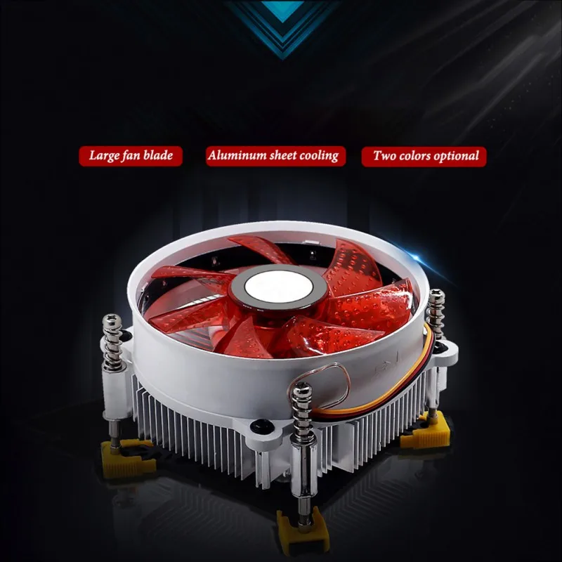 

Computer CPU LED Mute Air Cooling Fan Quite Radiator Cooler For Intel AMD 775 1155