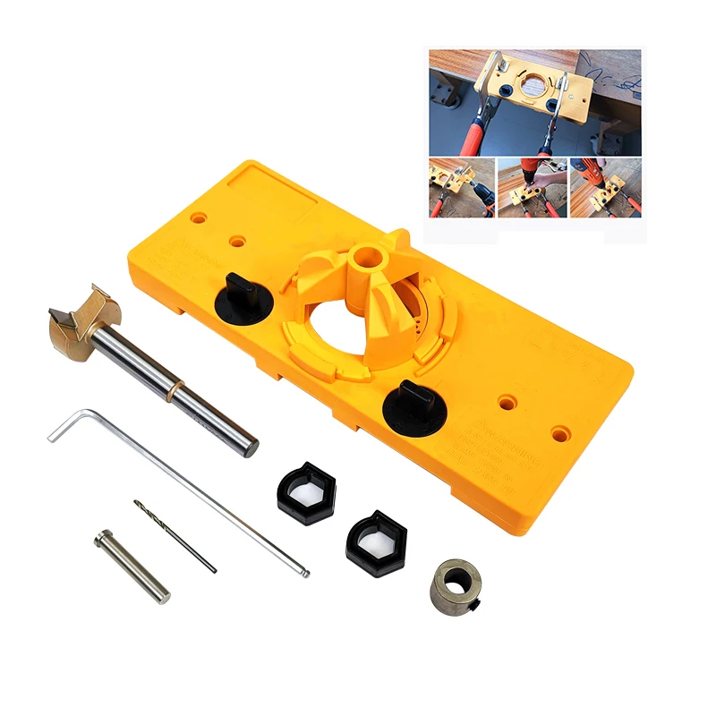 

35mm Cup Style Hinge Boring Jig Drill Guide Set Forstner Bit Wood Cutter Carpenter Woodworking DIY Tools