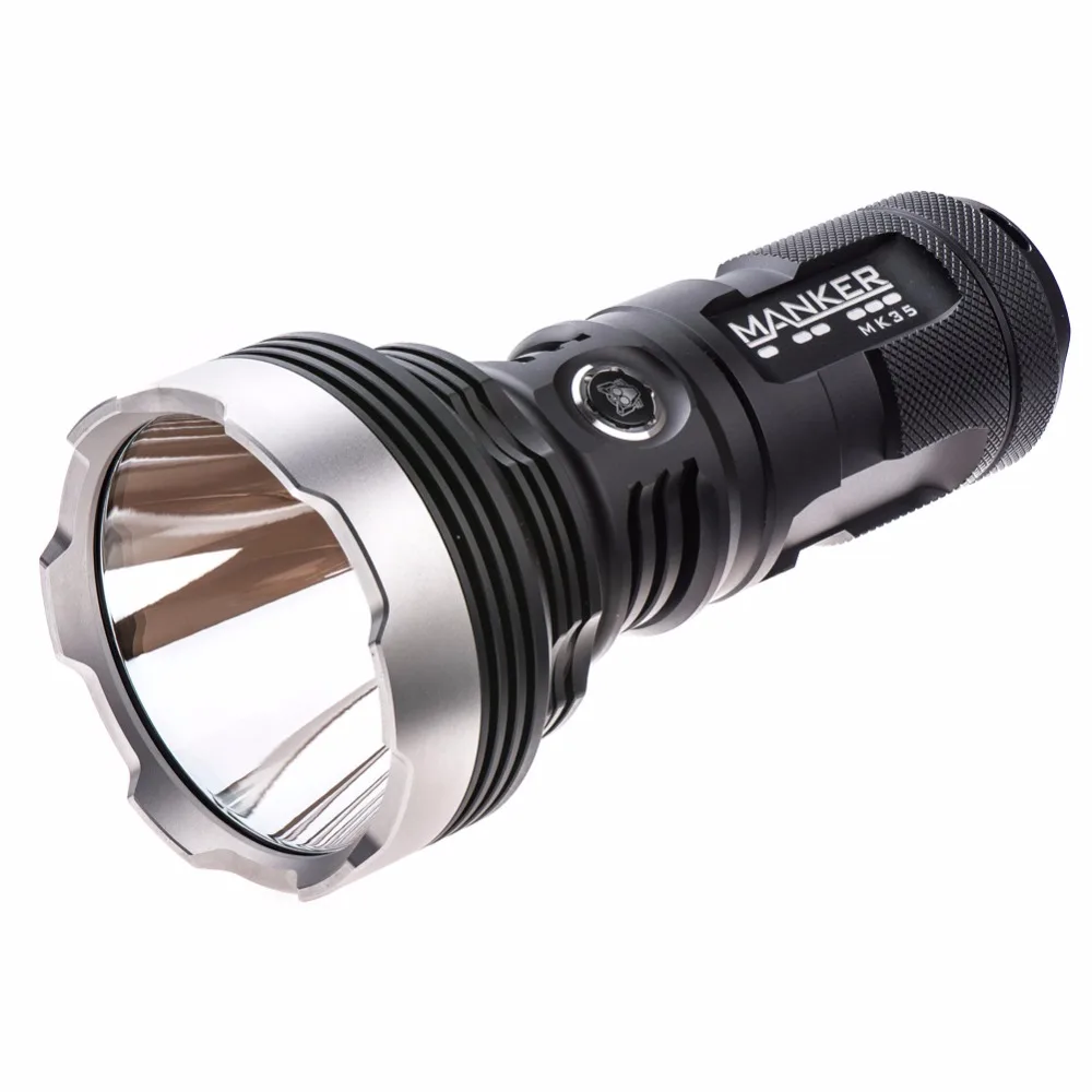 

Manker MK35 Powerful LED Flashlight 1420M Thrower 2550 Lumens Cree XHP35 HI LED Searchlight Use 4x 18650 Batteries