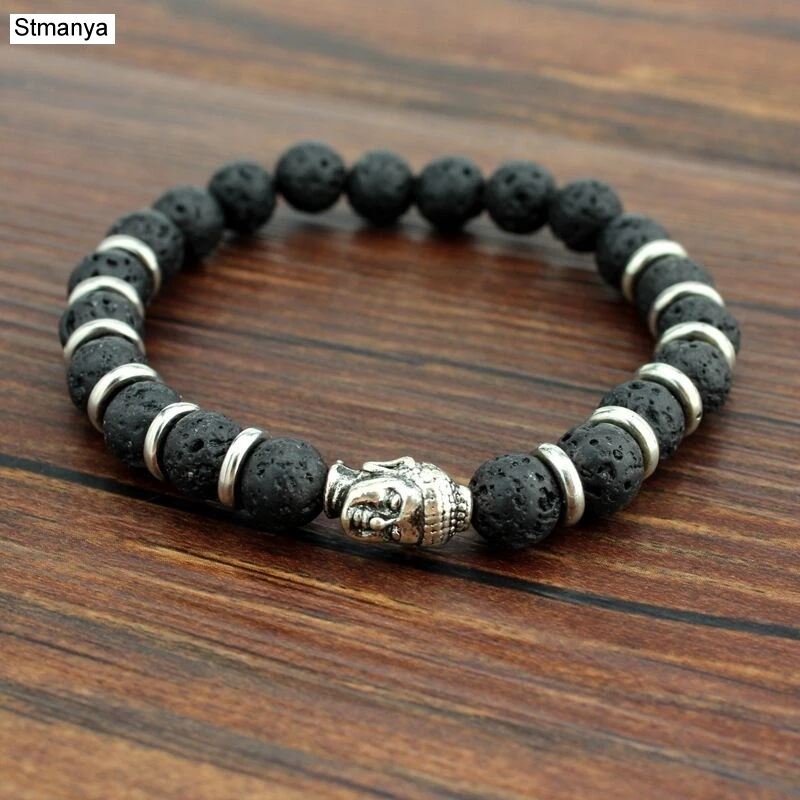 

Men Charm Buddha head Bead Bracelet New Women Gallstone Natural Stone Bracelets Fashion Yoga Jewelry Party Gift B1086