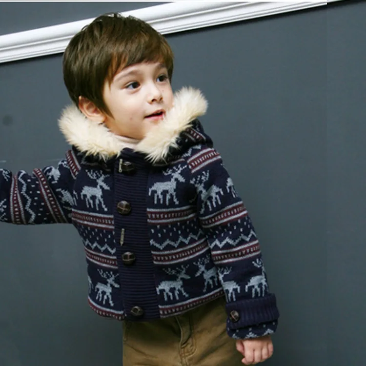 2016 Winter Kids Thick Outerwear Coats/Velvet Inside, Boys Elk Pattern