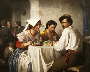 

Europe Rococo Style Unframed Canvas Paintings PEOPLE IN THE DINNER Wall Hanging Pictures for Home/Hotel Decor
