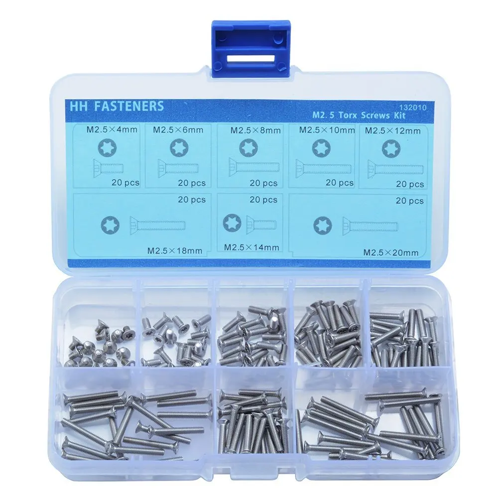 M2.5(Thread Dia. 2.5mm) Torx Flat Head Machine Screws Assortment Kit