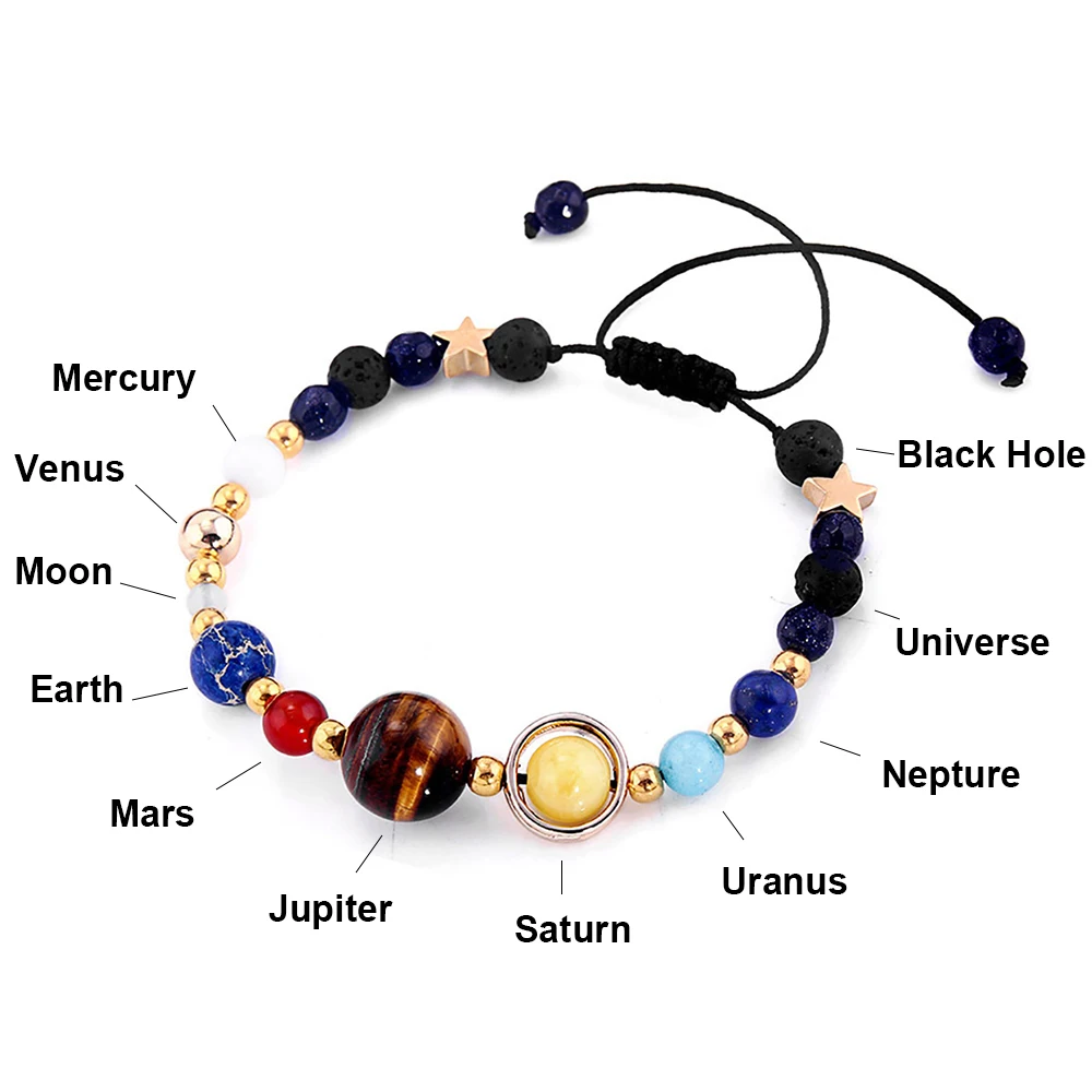 Cosmic Crystal Stone Bracelet Solar System Agate Bracelet Mala 8 Planetary  Bracelet Men – the best products in the Joom Geek online store