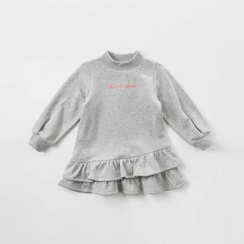 

DBK8309 dave bella kids girls 5Y-11Y fashion dresses children autumn boutique 1 pc dress baby long sleeve clothing