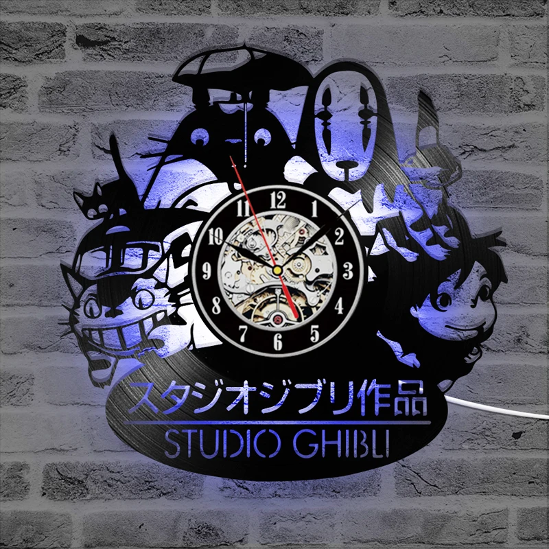 

Vinyl Record LED Wall Clock with 7 Different Colors Change My Neighbor Totoro Studio Ghibli Clocks Wall Watch Home Decor