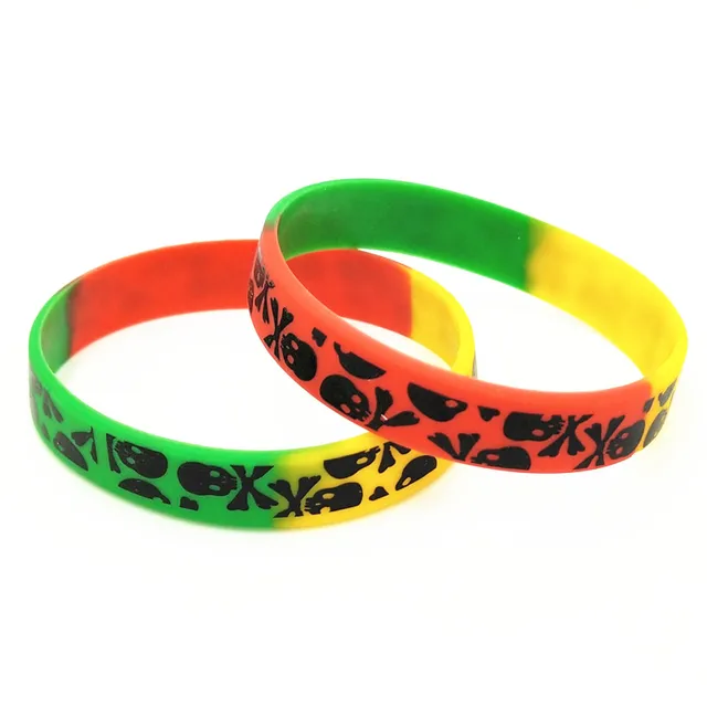 3PCS New Casual Skull Silicone Wristband 3 Colors Sports Rubber Bracelets&Bangles Hiphop Skeleton Charm Armbands Gifts SH272 5