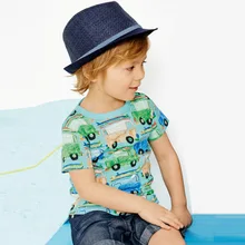 2016 Nouvelle Mode Bébé Garçons Filles T-shirt De Voiture Impression Enfants vêtements Tenues À Manches Courtes 100% Coton Casual Enfants Filles T chemise
