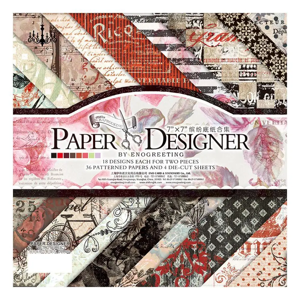 

36 Sheets Retro Style Hand Craft Paper DIY Photo Album New Year Birthday Card Making Background Paper Scrapbooking Paper Pack