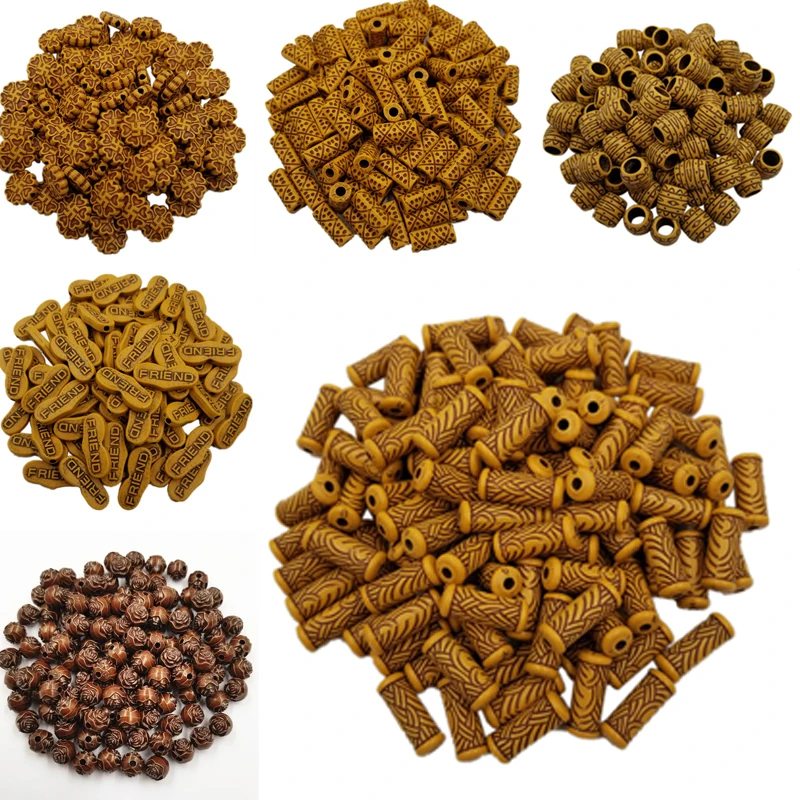

2019 New Loose Multiple style 1Set Acrylic making DIY Beads Findings Wooden Color Fashion