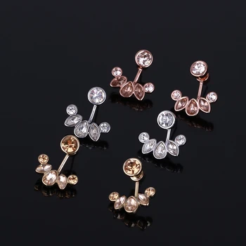 

Big-Name European and American wind designer inlaid shiny zircon arc rear hanging fashion hundred earrings lady