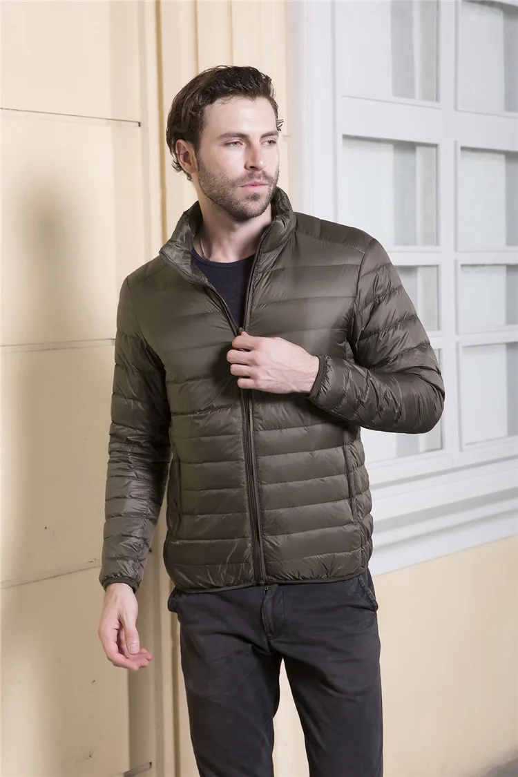 Men's Ultra Light Packable Down Jackets Hooded Slim Down Coats Man White Duck Down Padded Parkas Winter Puffer Jacket JK-634 puffer jacket with fur hood