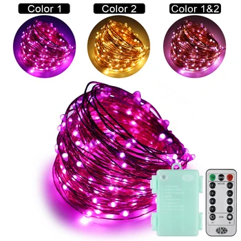 

2018 Led string lights Dual-Color 20M 66ft 9V 6AA outdoor Xmas festival wedding party decoration+Smart Remote (Warmwhite+purple)