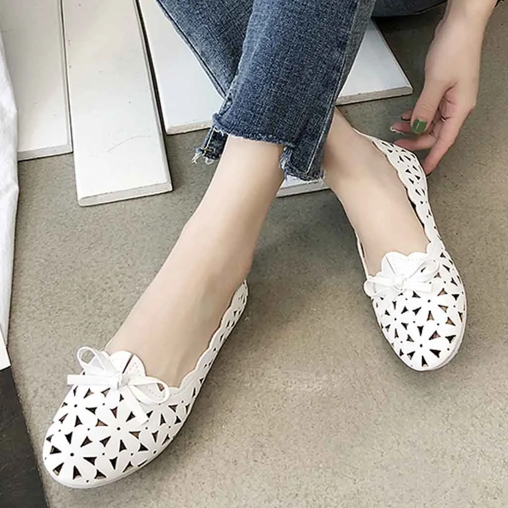 YOUYEDIAN Big size spring women flats shoes women leather flats ladies shoes female cutout slip on flat loafers Women Shoes#g40