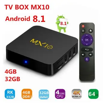 

10pcs MX10 Smart Android 8.1 TV Box RK3328 4K VP9 H.265 HDR10 USB3.0 4GB / 32GB DLNA Miracast WiFi LAN HD Media Player PK X96 mi