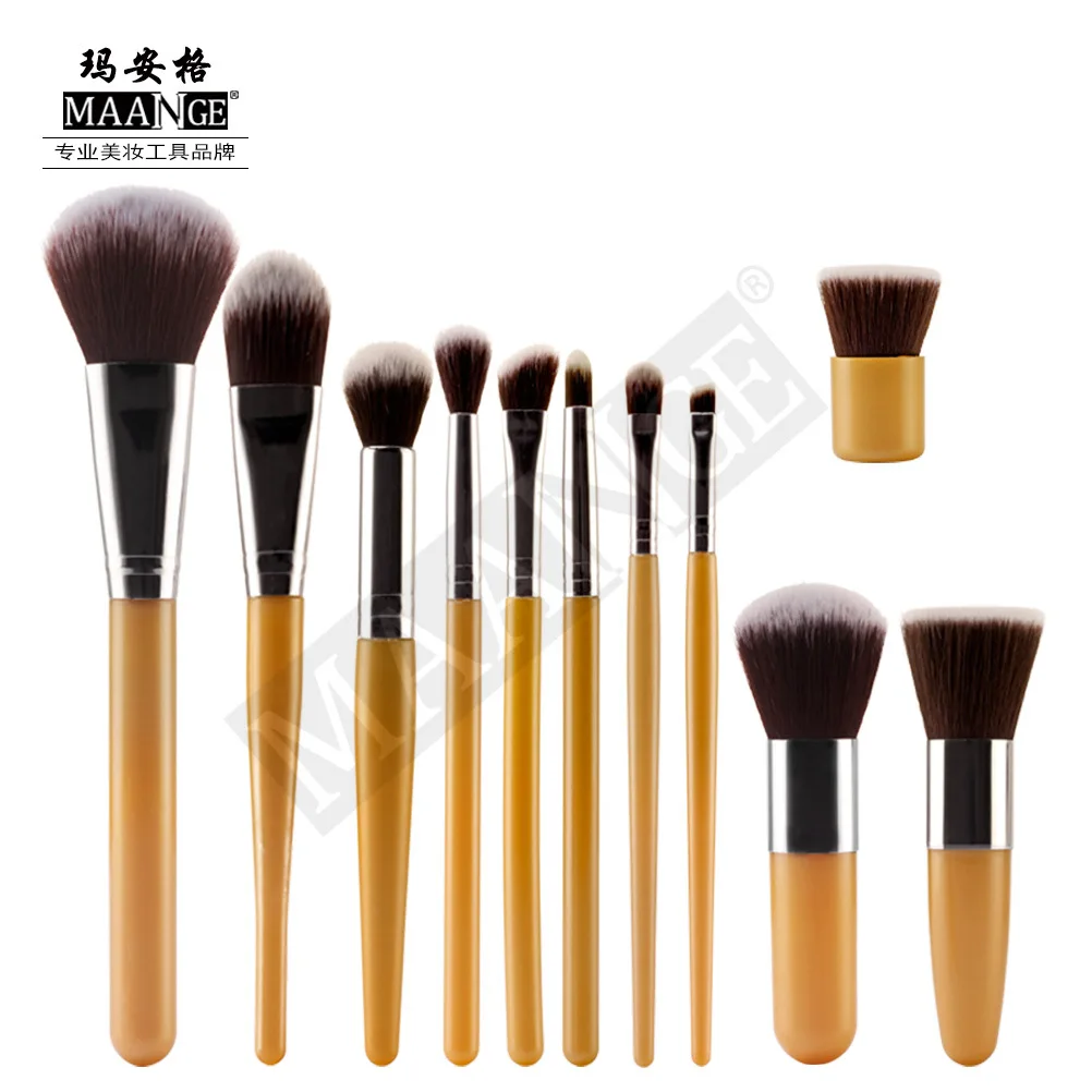 

MAANGE 11pcs Makeup brushes Cosmetics Foundation Bulsh Blending Powder Eye shadow Eyebrow Eyeliner Lip Beauty Make Up Tool Set