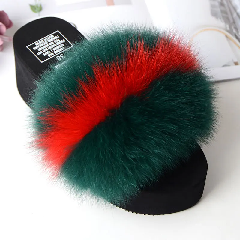 25 Colors Women's Furry Slippers Ladies Cute Plush Fox Hair Fluffy