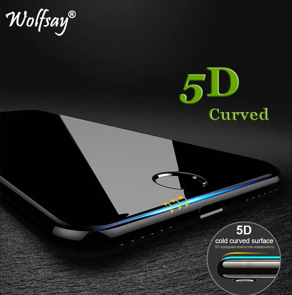 Round Edge Tempered Glass For iPhone 7 Screen Protector 8 Full Glue Cover Protective Film for Apple | Мобильные телефоны и