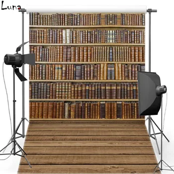 

MEHOFOTO Bookshelf Vinyl Photography Background For Kids Wood Floor Photo New Fabric Flannel Background For Photo Studio 2698