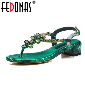 

FEDONAS 2020 New Sandals Women Summer Rhinestone Wedding Party Shoes Woman T-starp Ladies High Quality Shoes Female Sandals