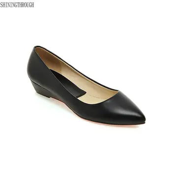 

2019 New spring autumn women pumps poined toe women shoes low wedges heels shoes woman