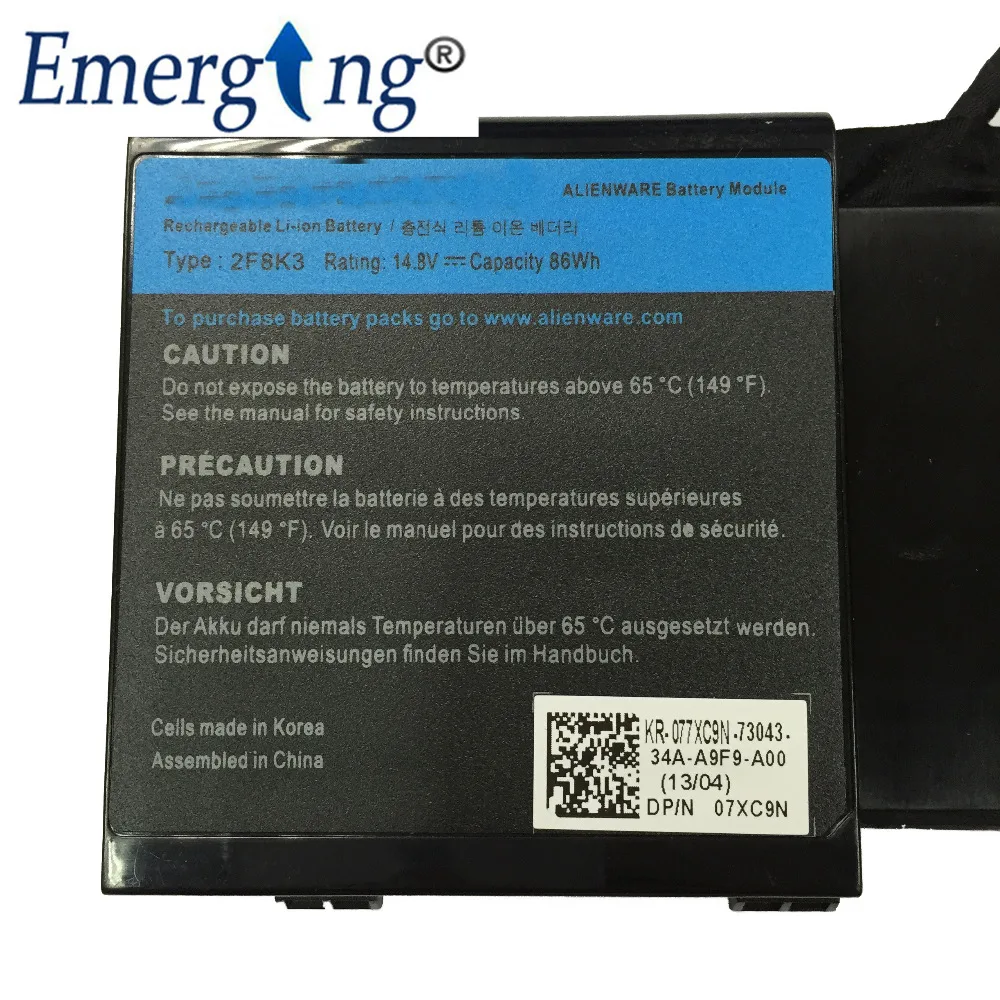 14 8 в 86WH новый оригинальный аккумулятор для ноутбука DELL Alienware 17 18 18x M17X R5 M18X R3 2F8K3