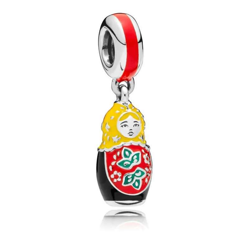 

Matryoshka Doll Charm Mixed Enamel 925 Sterling Silver Fit Original Pandora Bracelet Bangle for Women DIY Europe Jewelry Gift