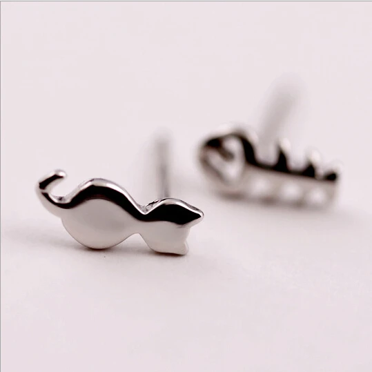 ketty fish bone 100% 925 Sterling silver Jewelry fashion Hypoallergenic Stud earrings  for women gift