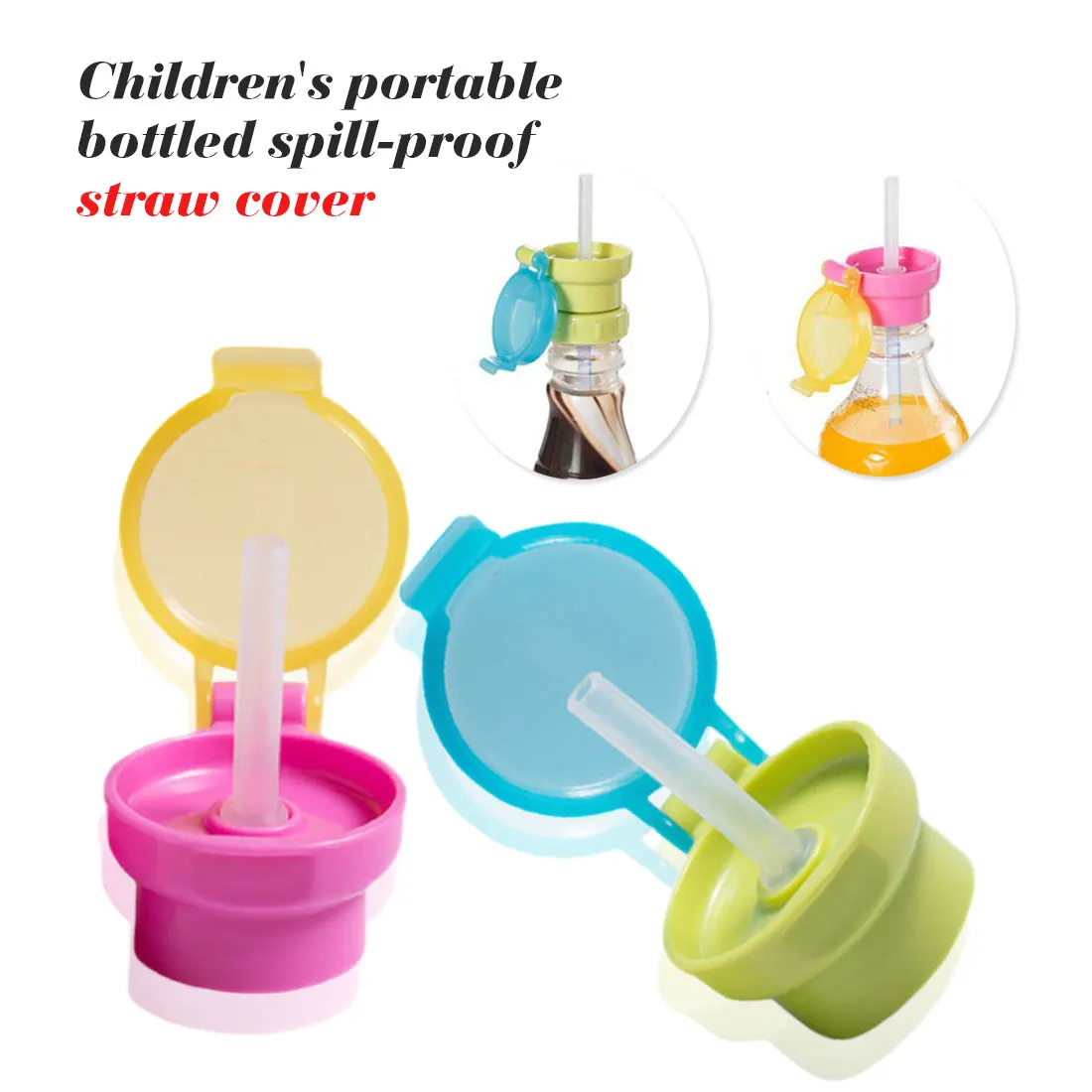

1PC Drinking Straw Cover Protection Tool Portable Spill-proof Adult children Drink Spout Cover Bottle