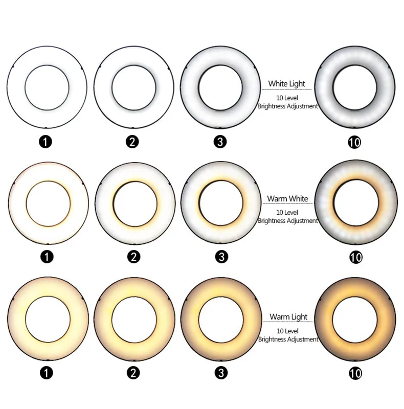 Светодиодный светильник-кольцо, пластиковый мягкий USB регулируемый 3 светильник, 13 дюймов, 3000 K-5600 K, подставка для телефона, для макияжа, YouTube, видеосъемки