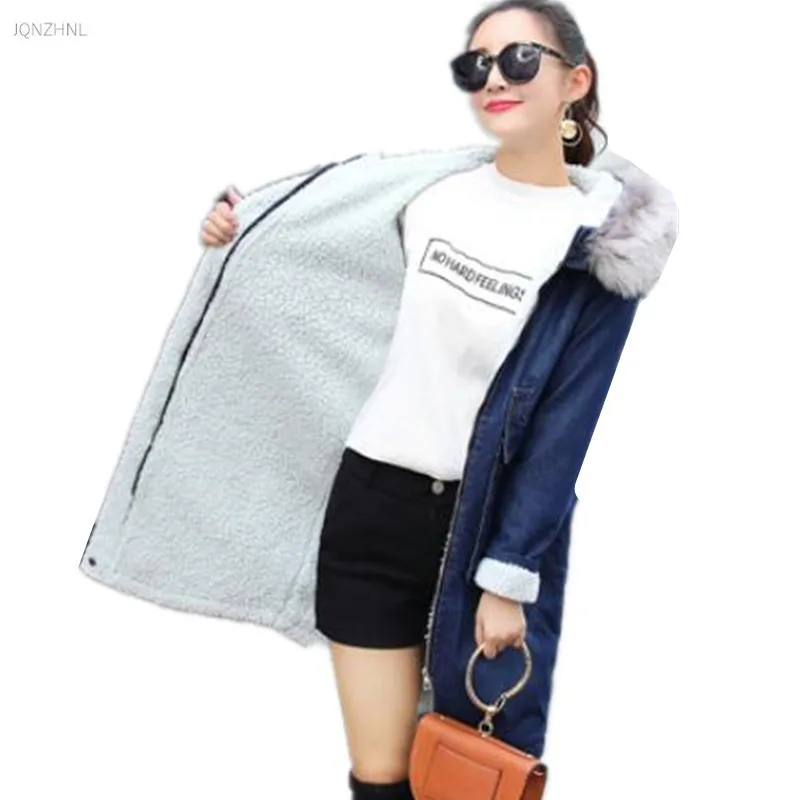Women Denim Winter Coat Casual Loose Parkas Cotton Coat