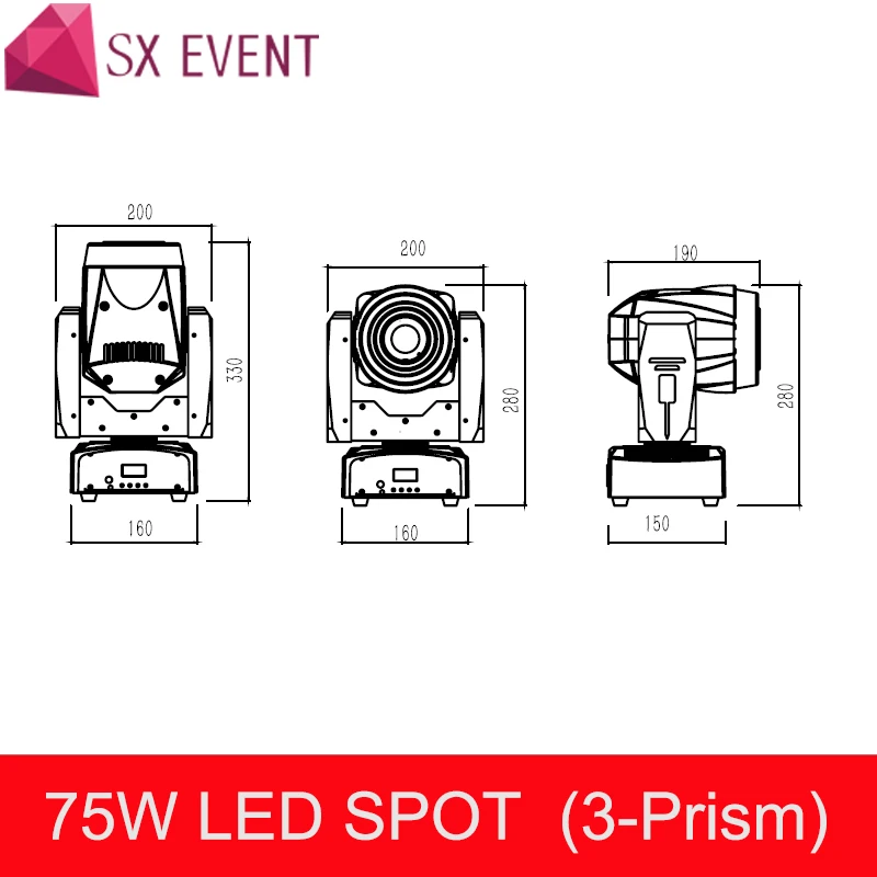 Лидер продаж мини перемещение головы 75 Вт LED Moving Head светодио дный лица Prism пятно сценическое освещение DMX канала DJ освещение