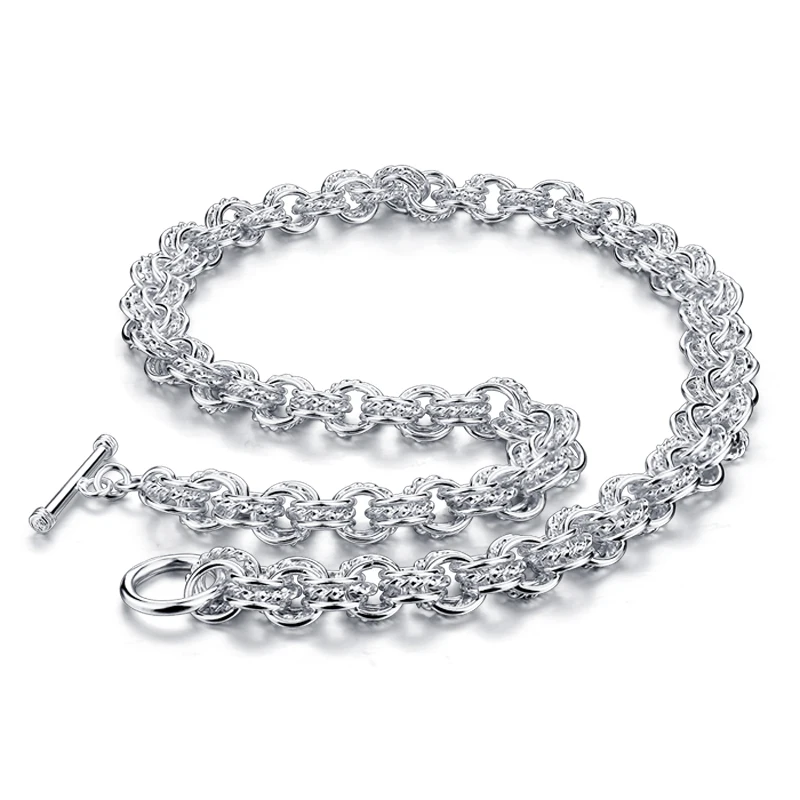 

Solid 925 silver women pendant.Fashion 10 mm51cm sterling silver necklace.Charming lady wide necklace.Wholesale silver jewelry