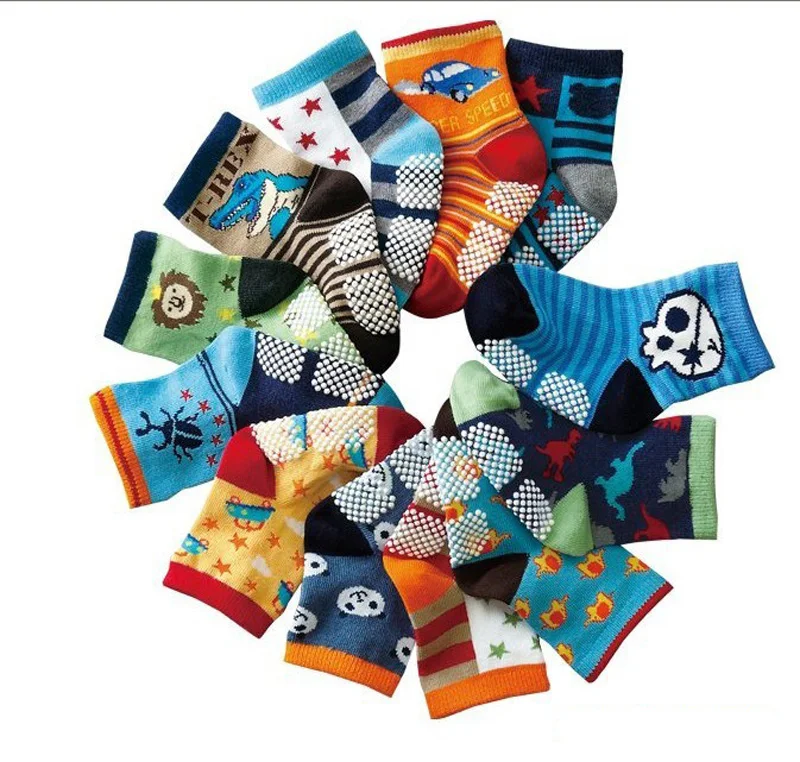 4pcs/lot 2015 New baby boy socks cartoon printed Christmas gift non