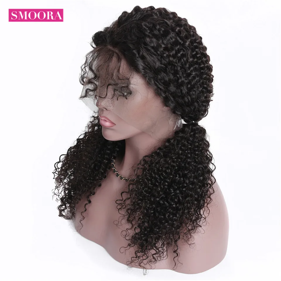 360 парики фронтальные человеческие волосы парики Кудрявые кудрявые для женщин за выщипанные натуральные волосы линия с волосами младенца Smoora Remy человеческие парики