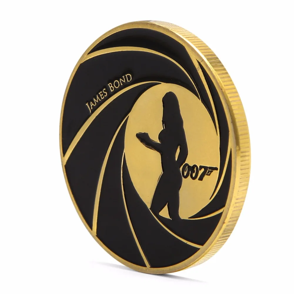 Цинковый сплав Джеймс Бонд памятная 007 позолоченная памятная монета для сувенирных подарков Горячая Распродажа