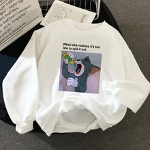 Новинка зимы, толстовка с надписью «Tom Cat Jerry mouse», Женская Толстовка в стиле Харадзюку с длинным рукавом, свободная забавная Повседневная Толстовка с рисунком из мультфильма