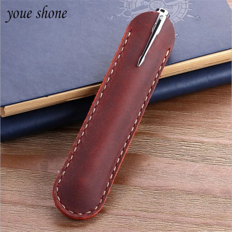 

1pcs Pen Set Hand Sewing Thread Pen Case Protective Sleeve Leather Storage Bag Leather Pen Case Crazy Horse Leather YOUE SHONE