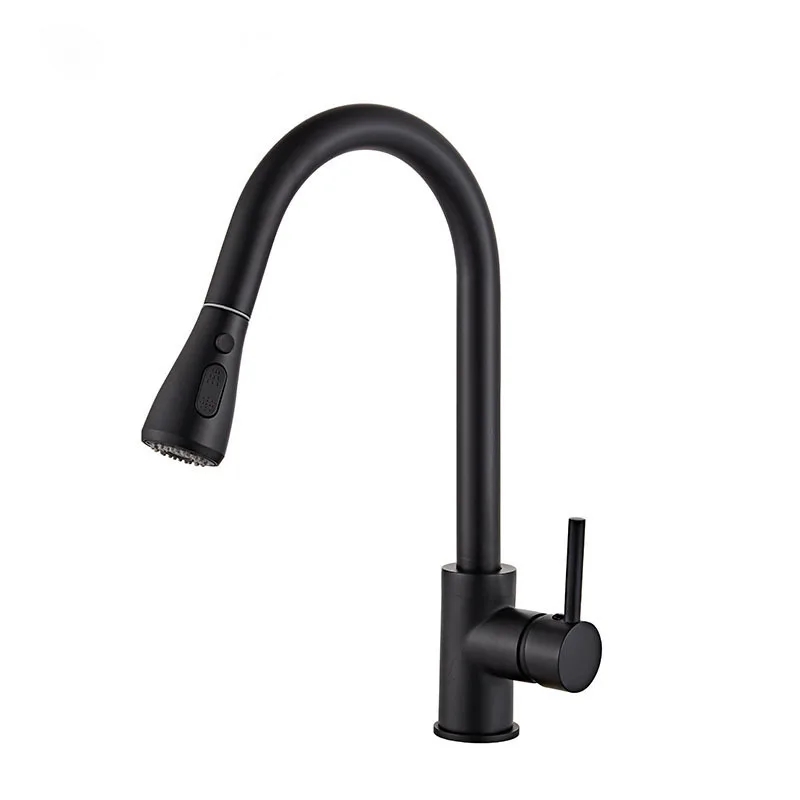 

matte kitchen SINK faucet washing hot and cold mixer drawn telescopic rotary all copper pull out kitchen sink faucet 360 degree
