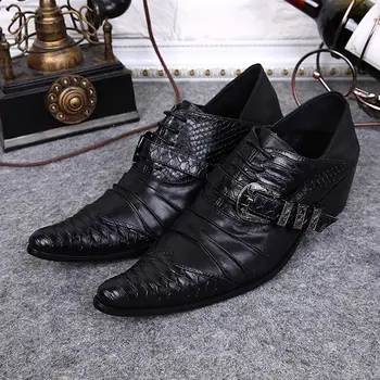 

Plus Size New Italian Pointed Toe Man Banquet Oxfords Genuine Leather Height Increased Men's Formal Dress Wedding Shoes SL304