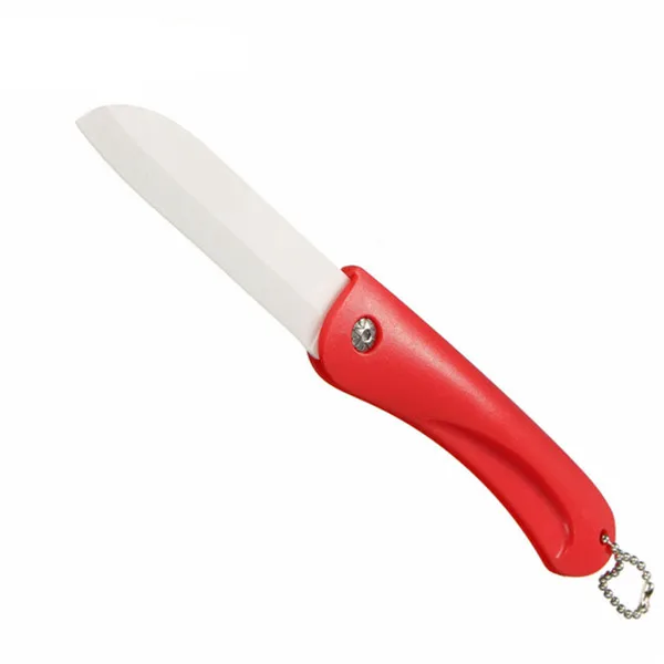 Мини-нож для чистки керамических ножей, карманный складной нож, нарезанный ломтик для пикника, обеда, фруктов, столовых приборов, резак для овощей и птиц, кухонная сумка - Цвет: Red