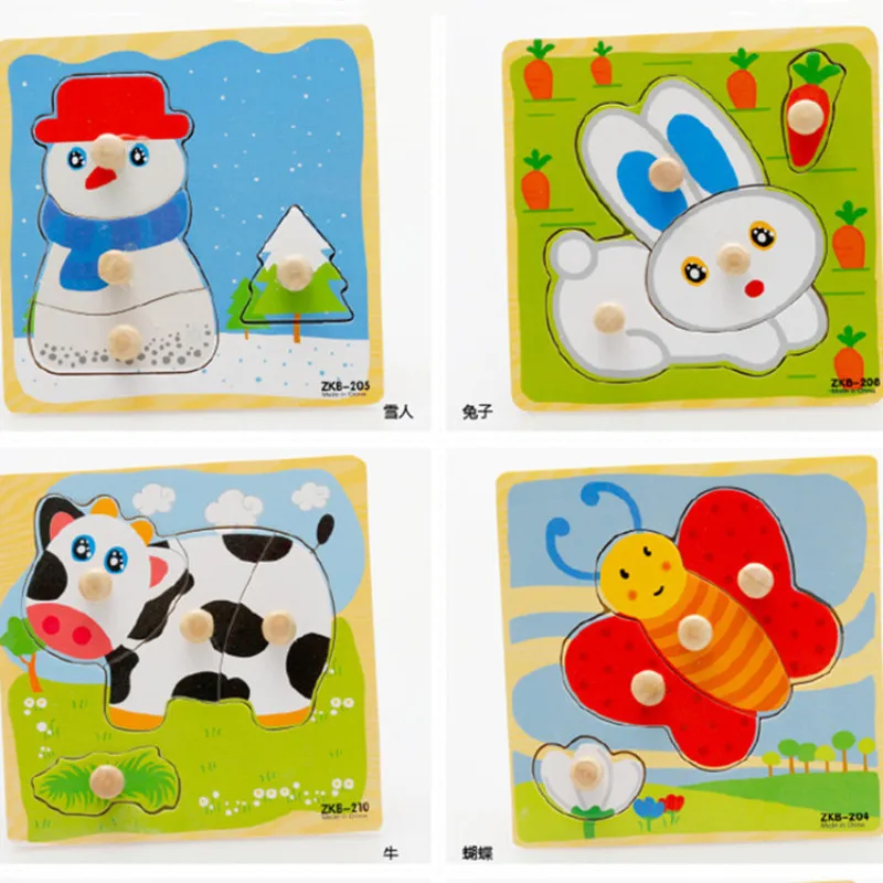 Hand Grab Wooden Puzzles Montessori Traffic Animal Jigsaw Baby Wood Puzzle For Children Learn Education Toys Kids Toy | Игрушки и хобби