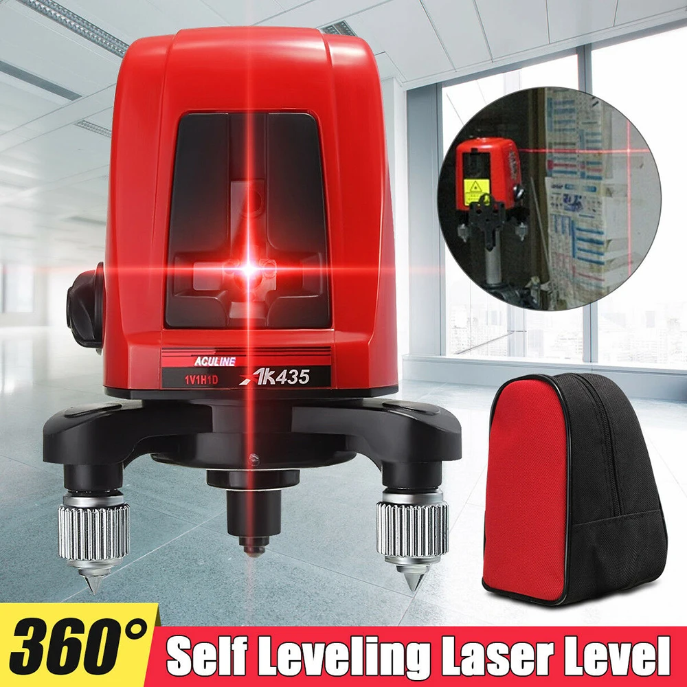AK435 Mini Portable 3D Self Leveling Red Laser Level Device 360